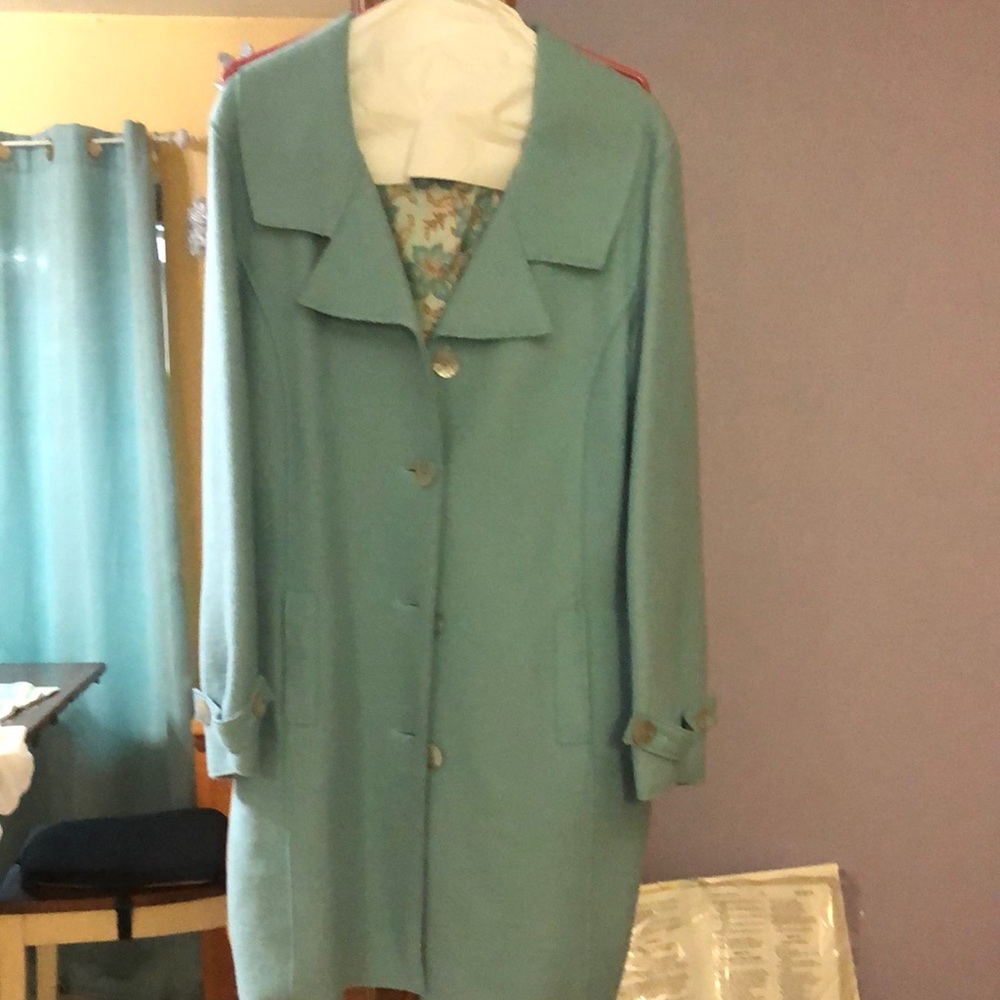 J Jill light turquoise color wool 40% and alpaca 60% medium coat vintage